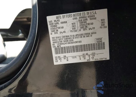 2003 Ford Excursion Xlt z USA, uszkodzony, nr VIN 1FMNU41S83EA28102